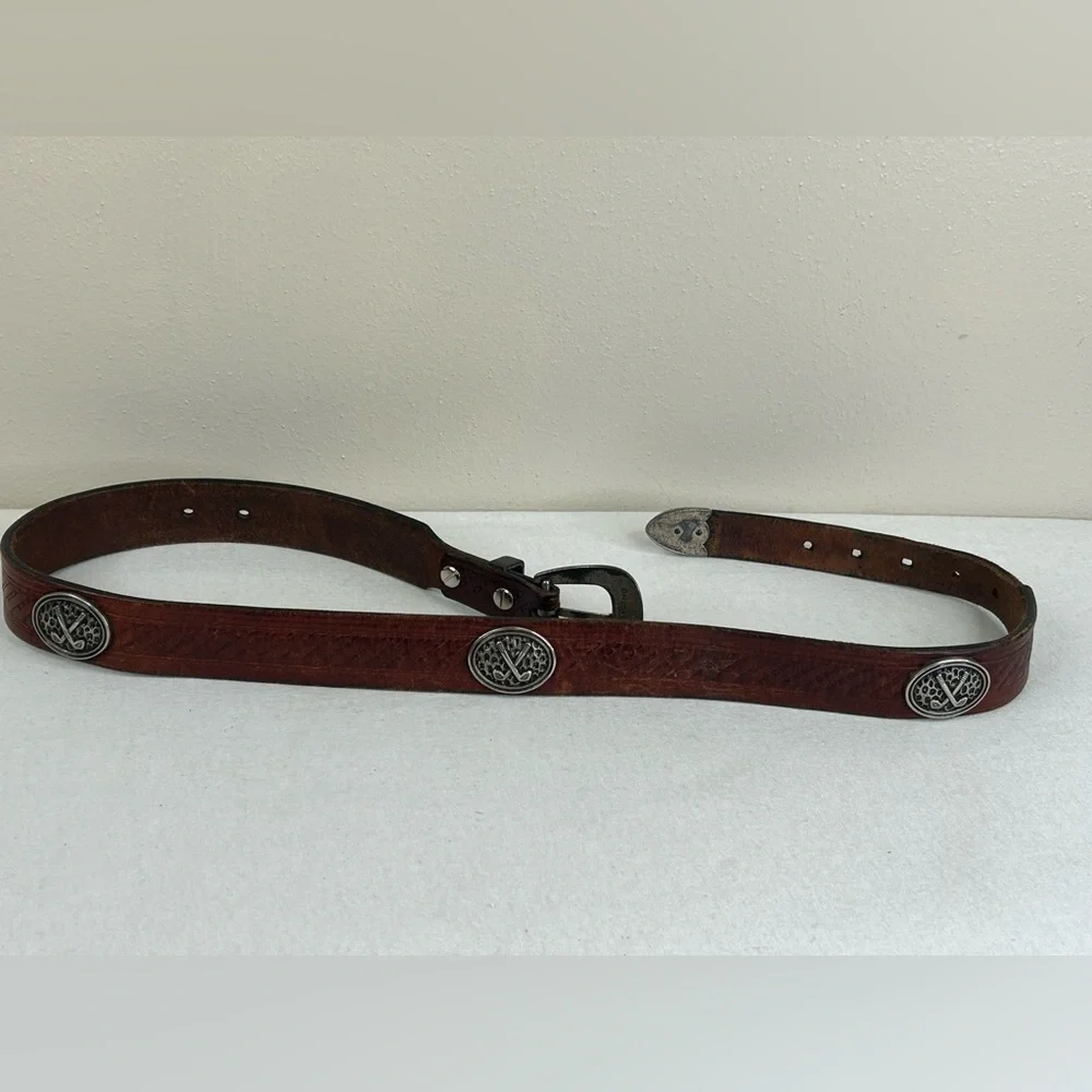 Vintage Brown Leather Golf Men's Belt Size 36 Golfing Sports Western Country